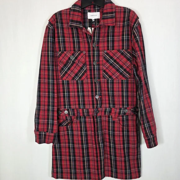 NWT Current/Elliott The Jumpsuit Dress Red Tar Plaid Size 2 (M) - Picture 14 of 14
